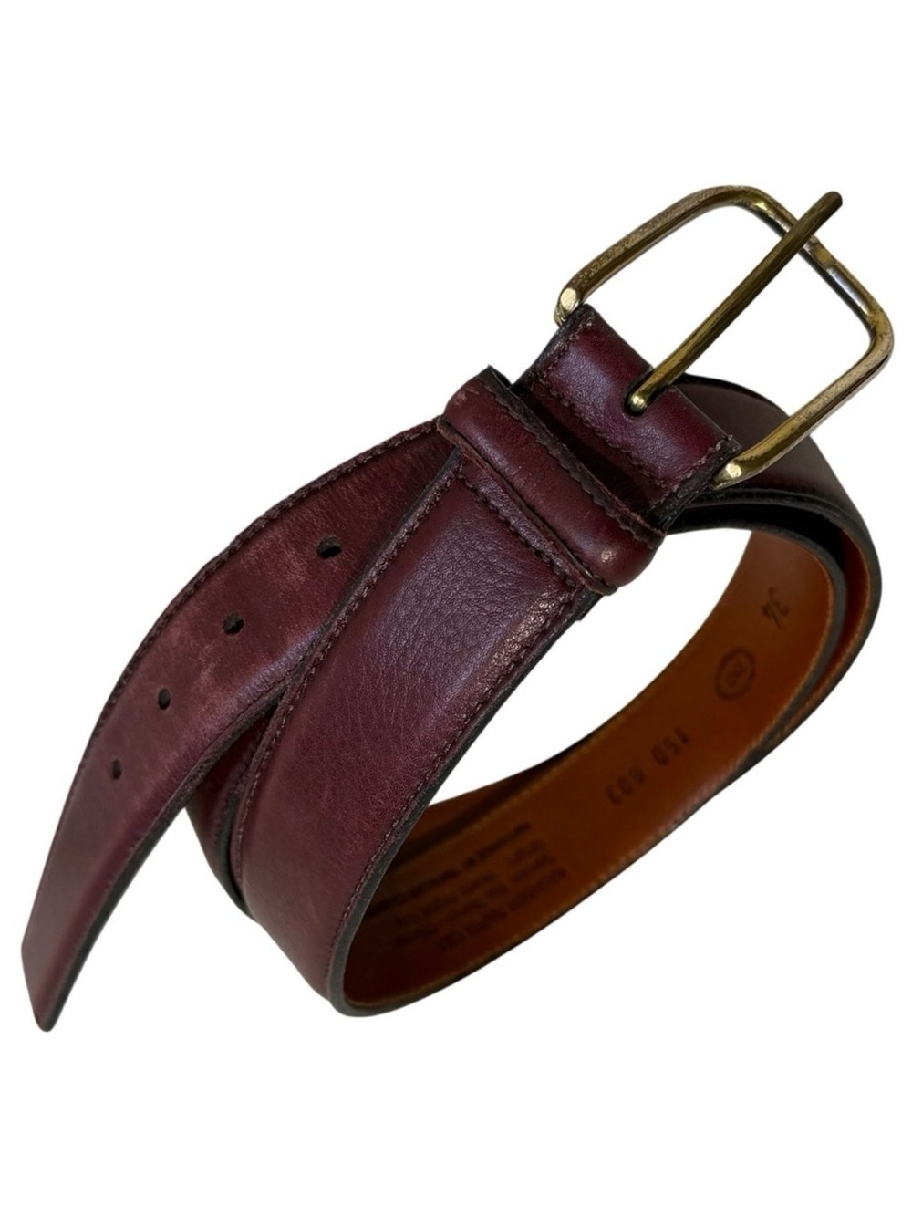 Vintage Trafalgar Handmade Italian Leather Belt Brass Buckle Brown USA Size 34